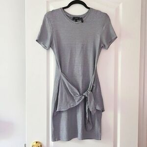 Theory Dakui Thin Narrow Striped Tie Front T-shirt Dress